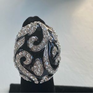 Black & Rhinestone Stretch Ring